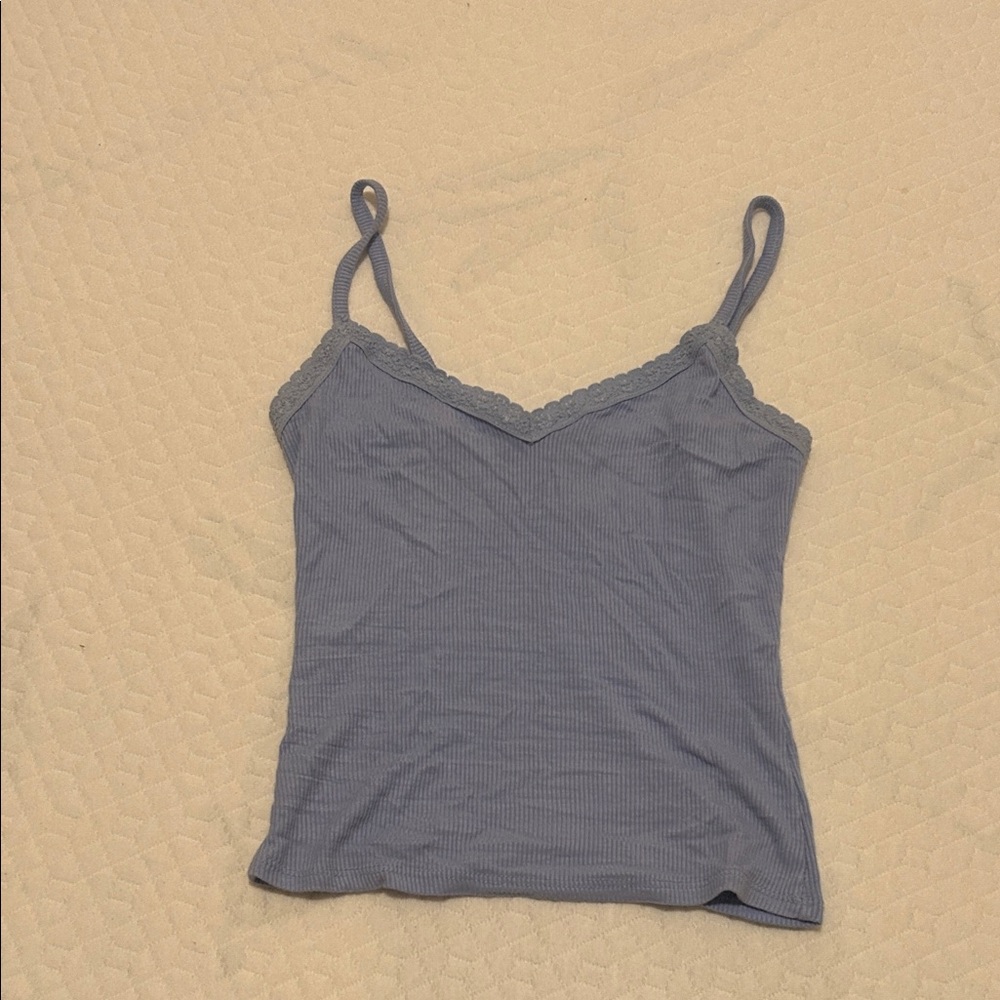Women's Blue Lace Trim Cami Top